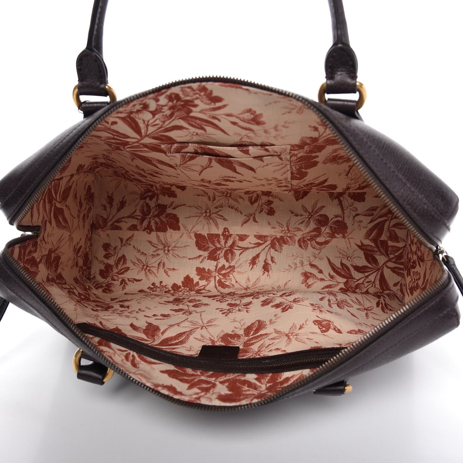 Gucci Calfskin Vintage Web Medium Satchel Dark Brown 5 of 9