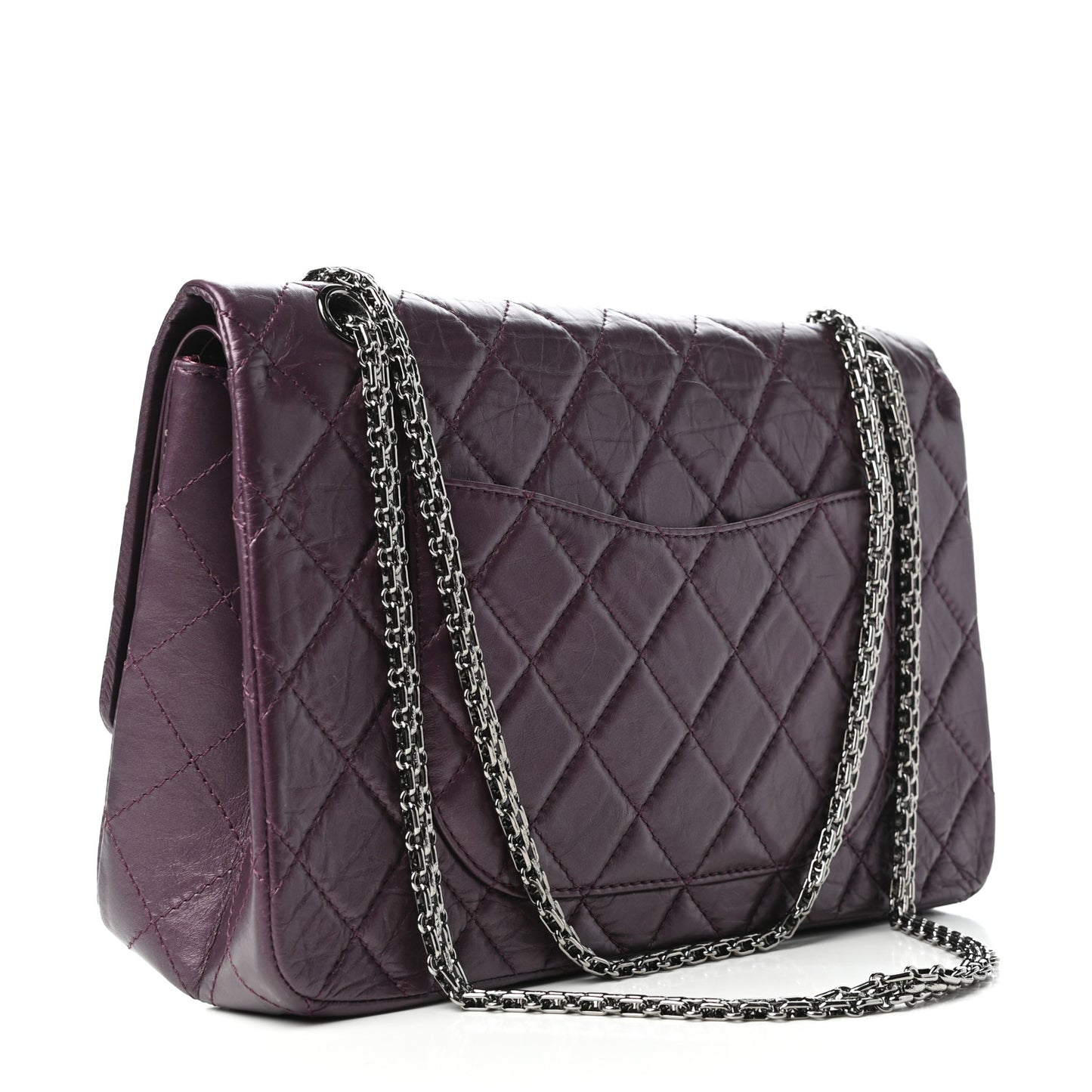 Aged Calfskin Quilted 2.55 Reissue 227 Flap Dark Purple