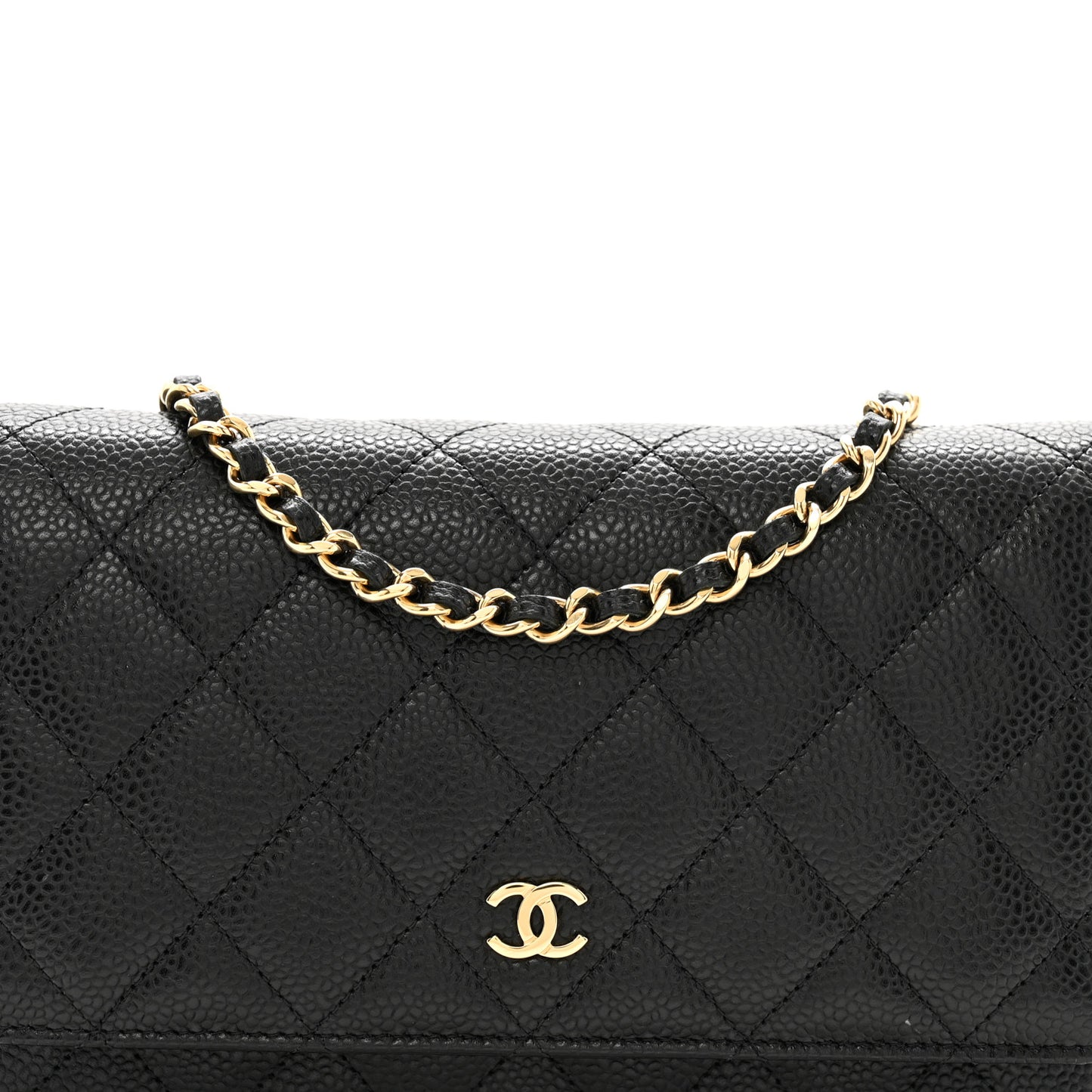 Caviar Quilted Wallet on Chain WOC Black