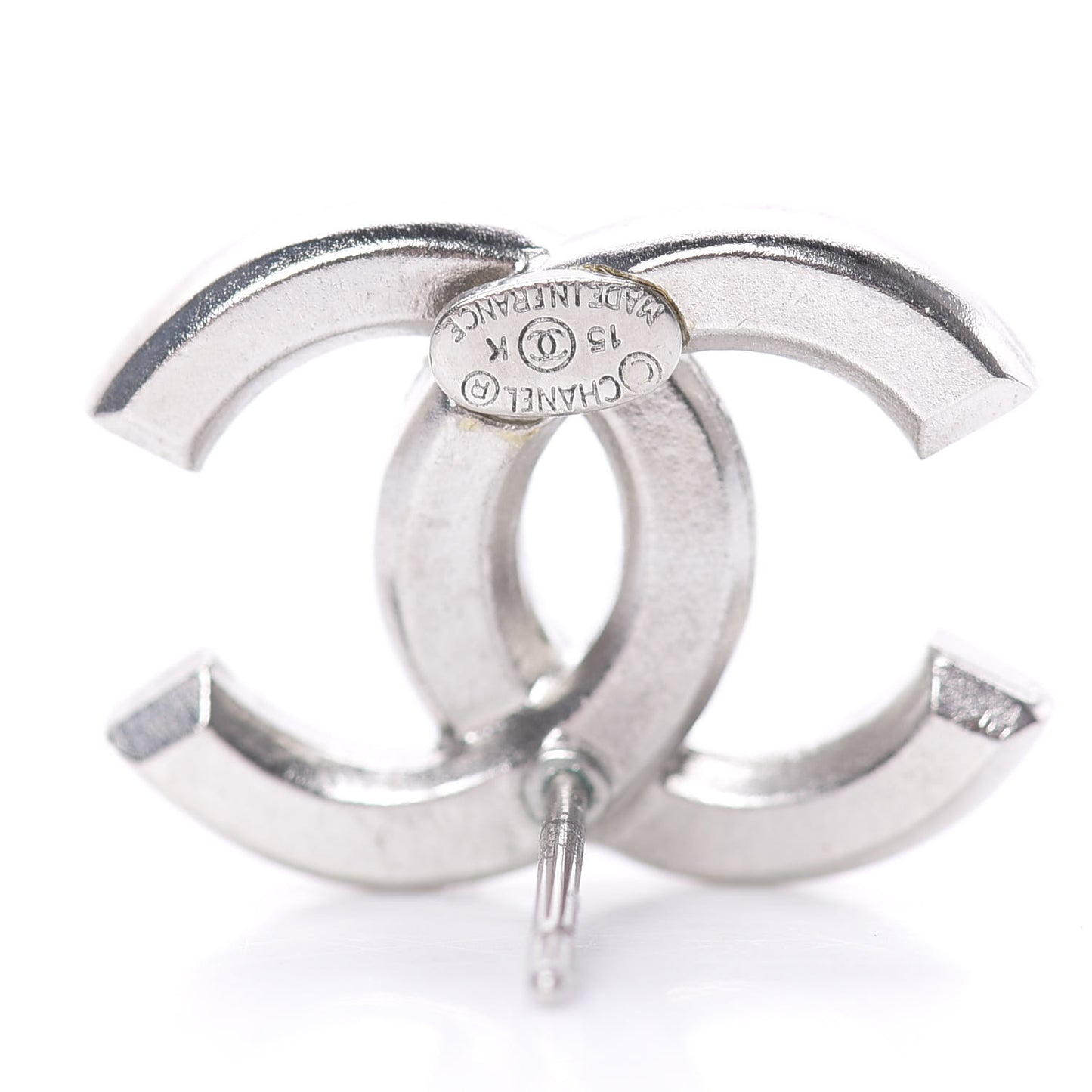 Baguette Crystal CC Earrings Silver Black