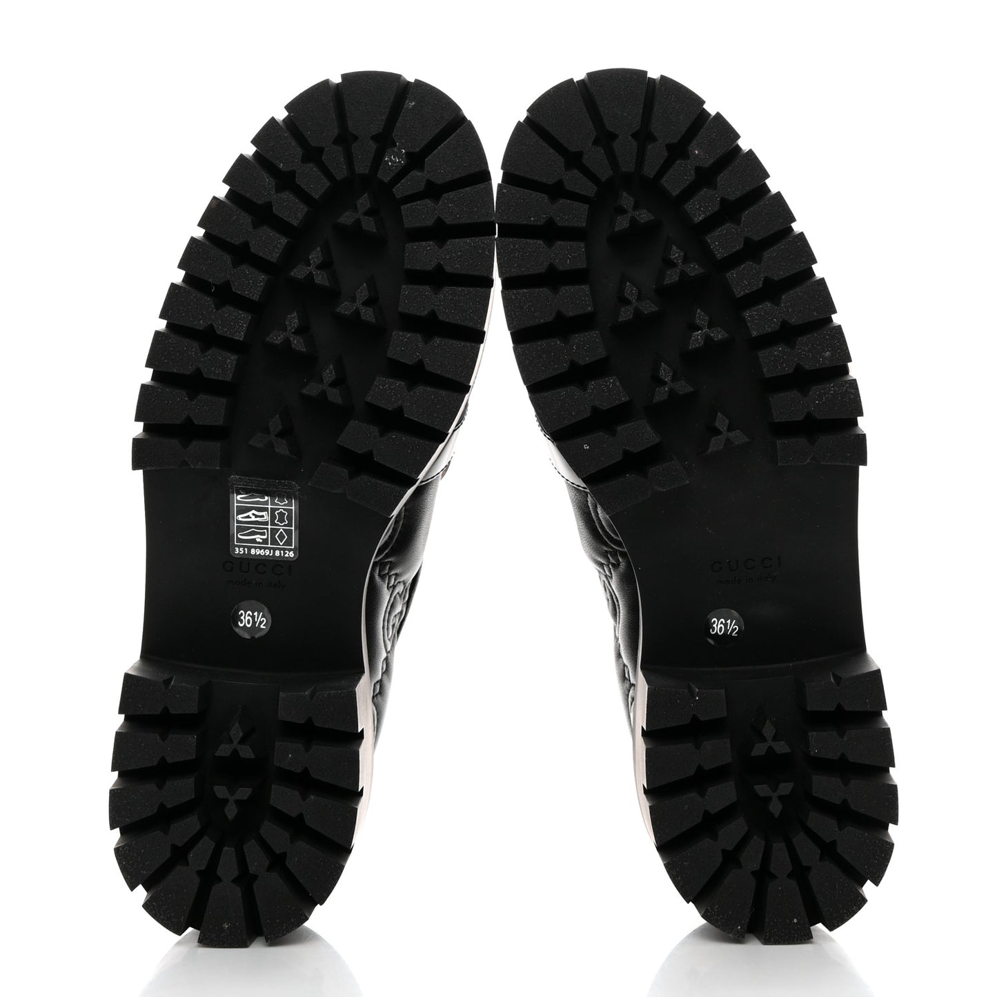 Nappa Cordovan Lux GG Matelasse Buckled Platform Lug Sole 60mm Loafers 36.5 Black