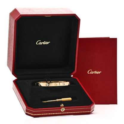 Cartier 18K Yellow Gold 4 Diamond LOVE Bracelet 17 9 of 9