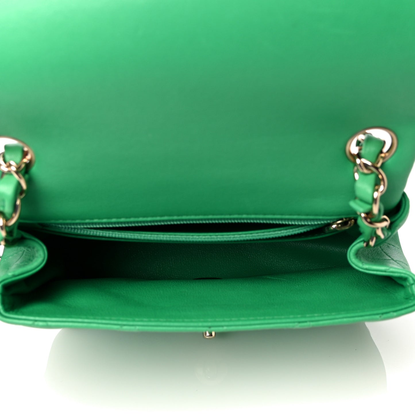 Lambskin Quilted Mini Square Flap Green