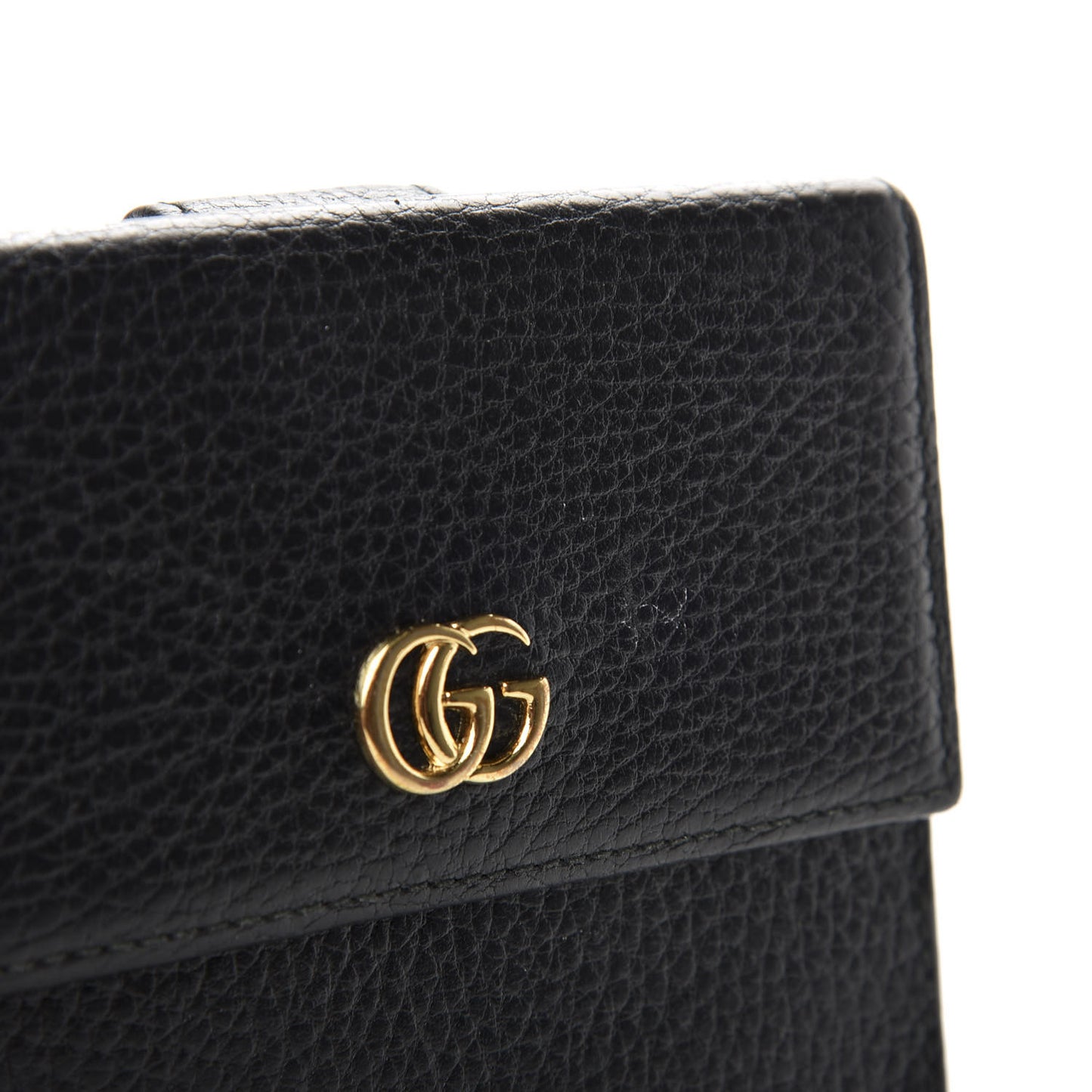 Dollar Calfskin Double G French Flap Wallet Black