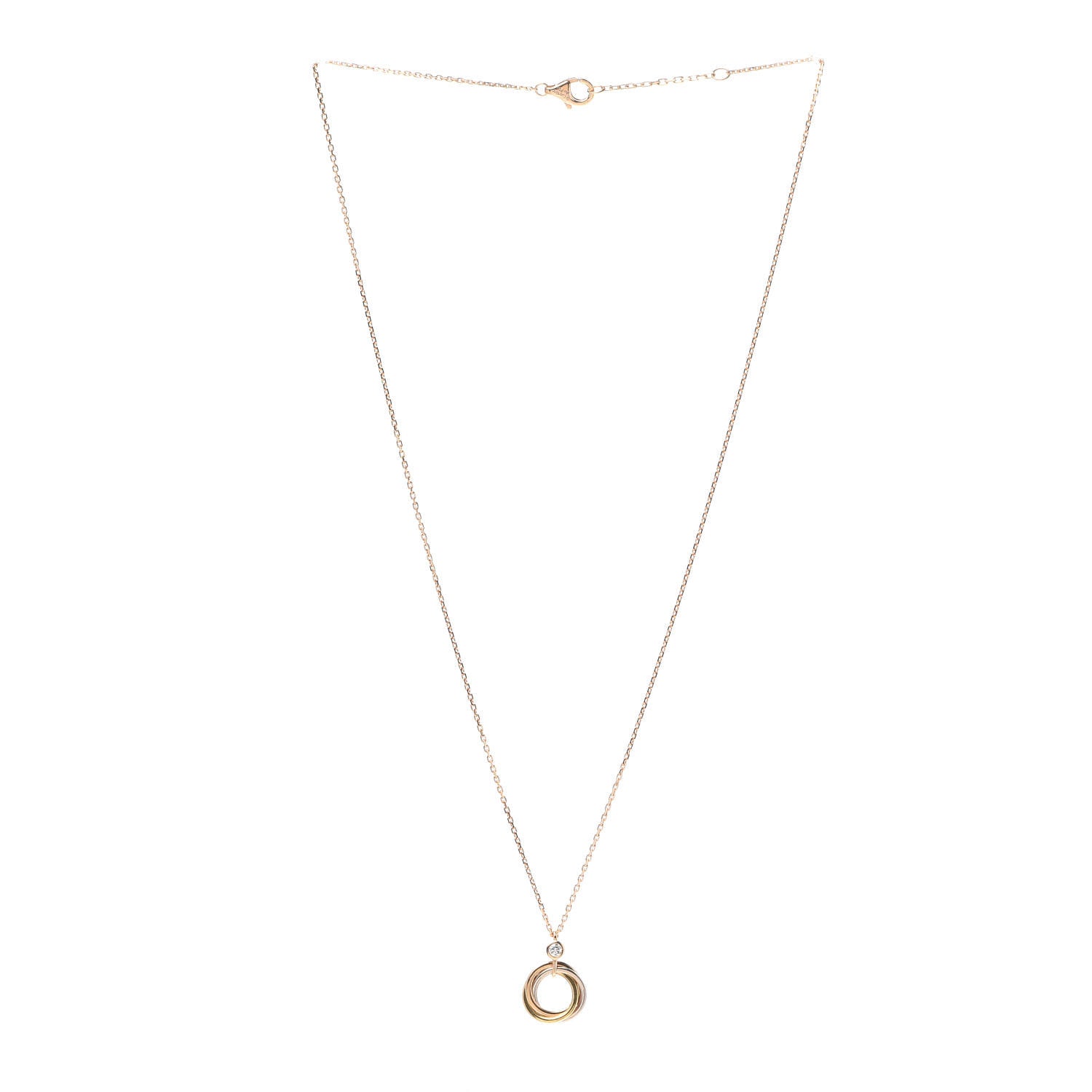 Cartier 18K Pink Yellow White Gold Diamond Trinity Pendant Necklace 3 of 5