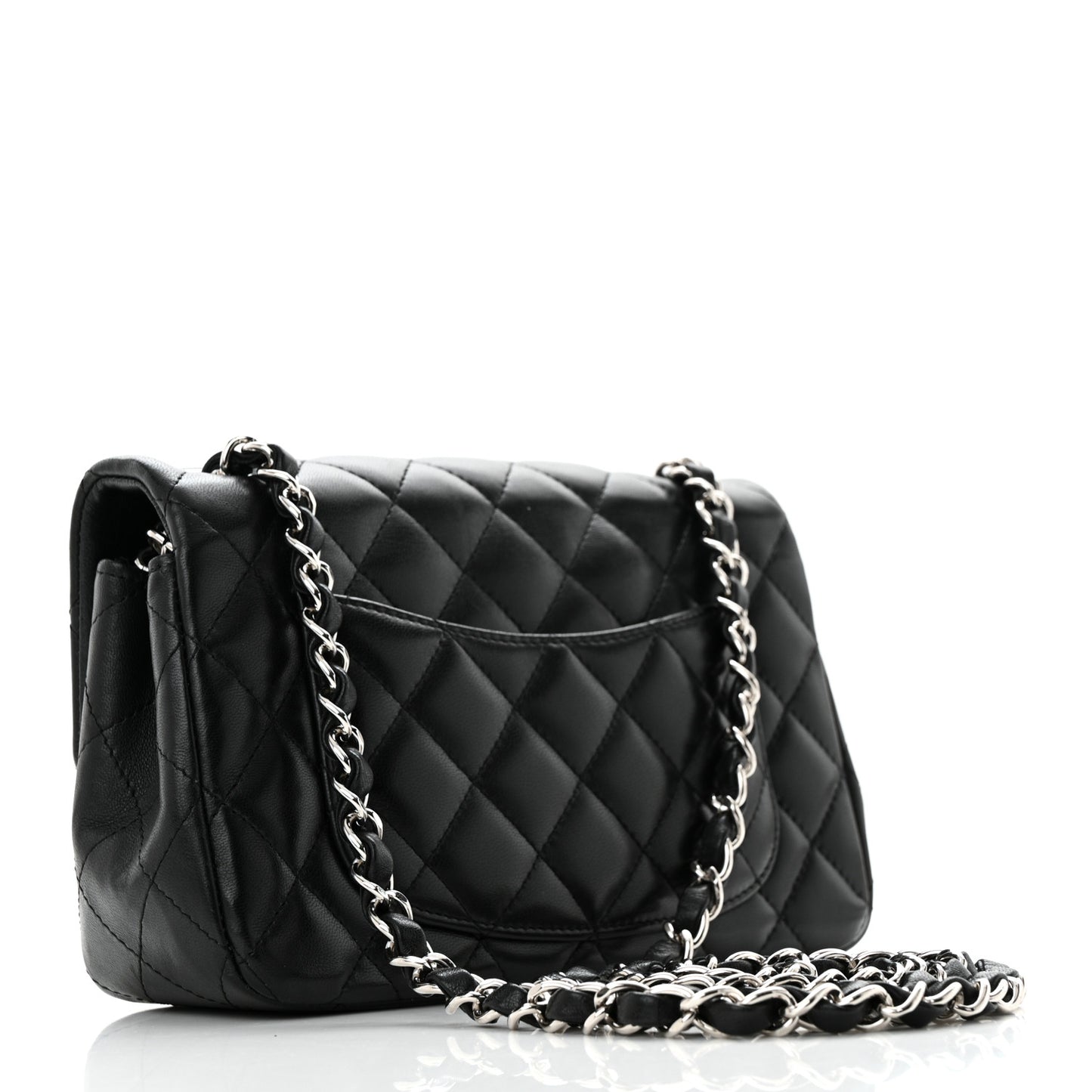 Lambskin Quilted Mini Rectangular Flap Black