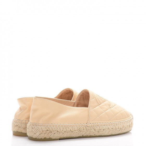 Chanel Lambskin Quilted CC Espadrilles 36 Beige 4 of 12
