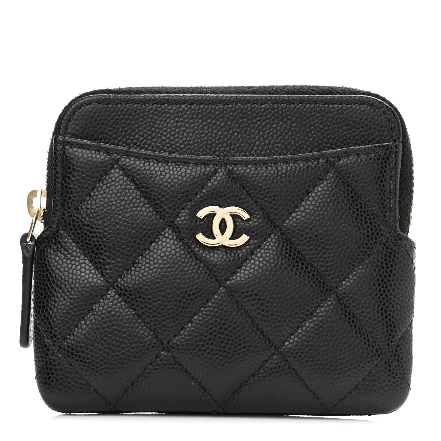 Chanel Caviar Quilted Zip Card Holder Wallet Black 1 of 7