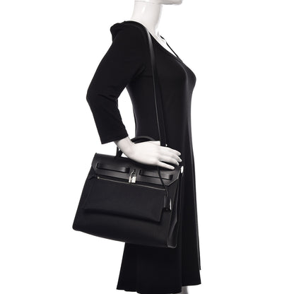 Hermes Military Toile Vache Hunter Herbag Zip PM 31 Black 2 of 14