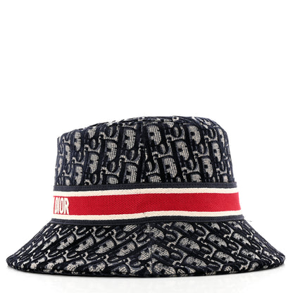 Christian Dior Velvet Oblique Large Brim Bucket Hat 57 Bleu Red 4 of 9