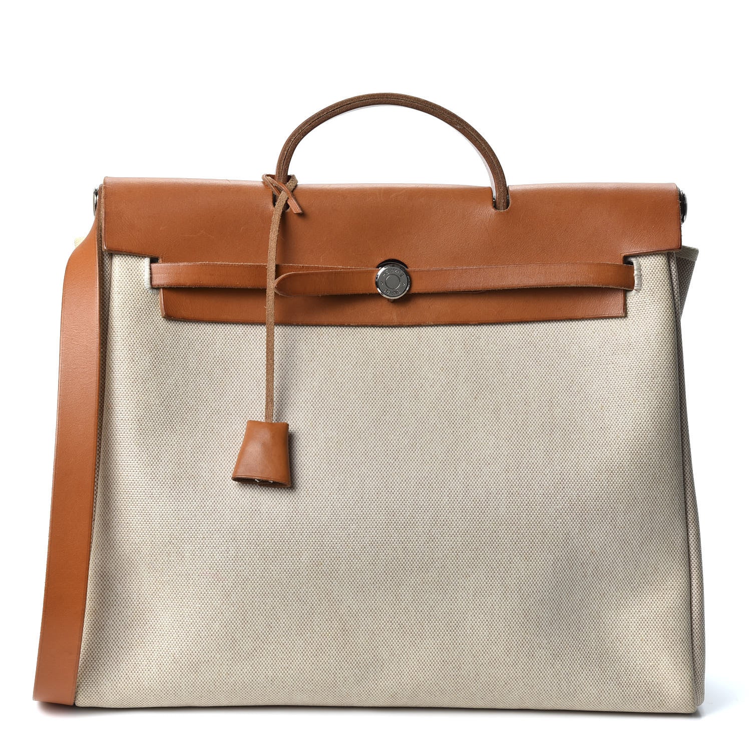 Hermes Toile Vache Hunter Herbag 39 GM Natural 1 of 8