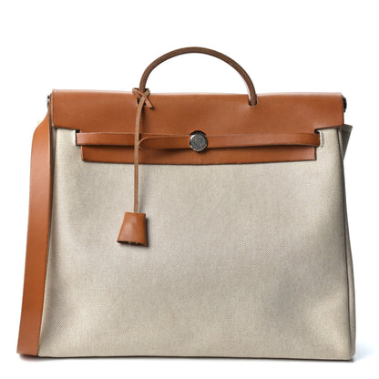 Hermes Toile Vache Hunter Herbag 39 GM Natural 1 of 8