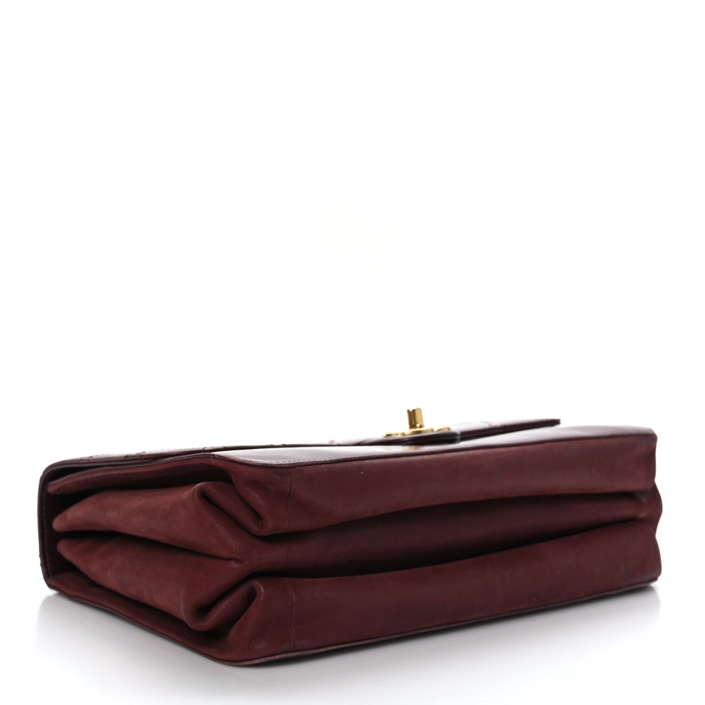 Iridescent Calfskin Quilted Straight Lined Flap Red