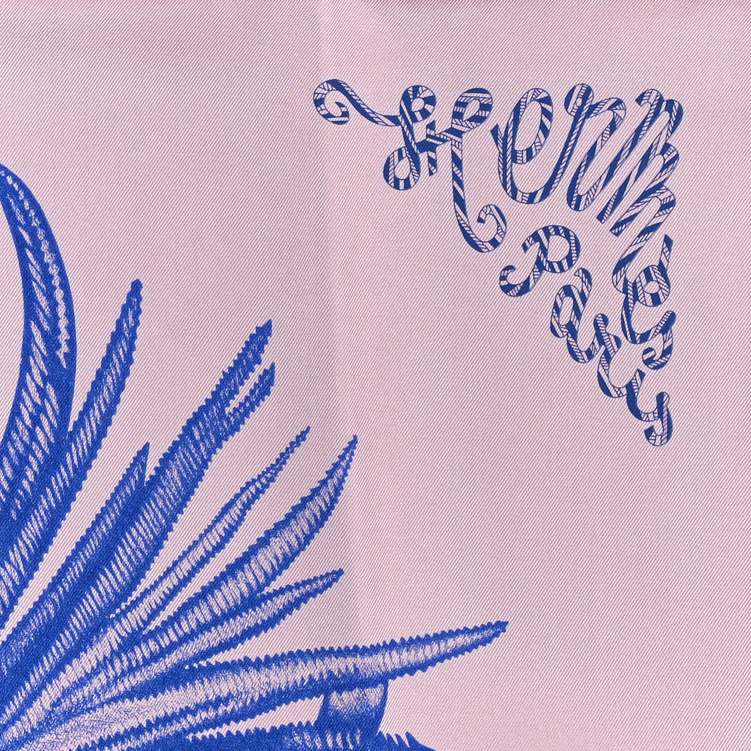 Hermes Silk Twill Plumets Et Panaches Scarf 90 Rose Fane Bleu Violet 2 of 3