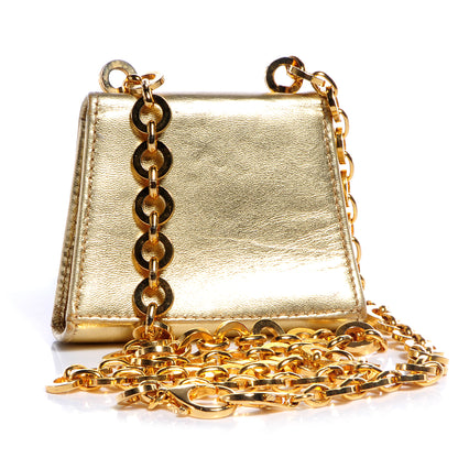 FASHIONPHILE SALVATOREFERRAGAMOMetallicLeatherGanciniEveningBagGold 3 of 8