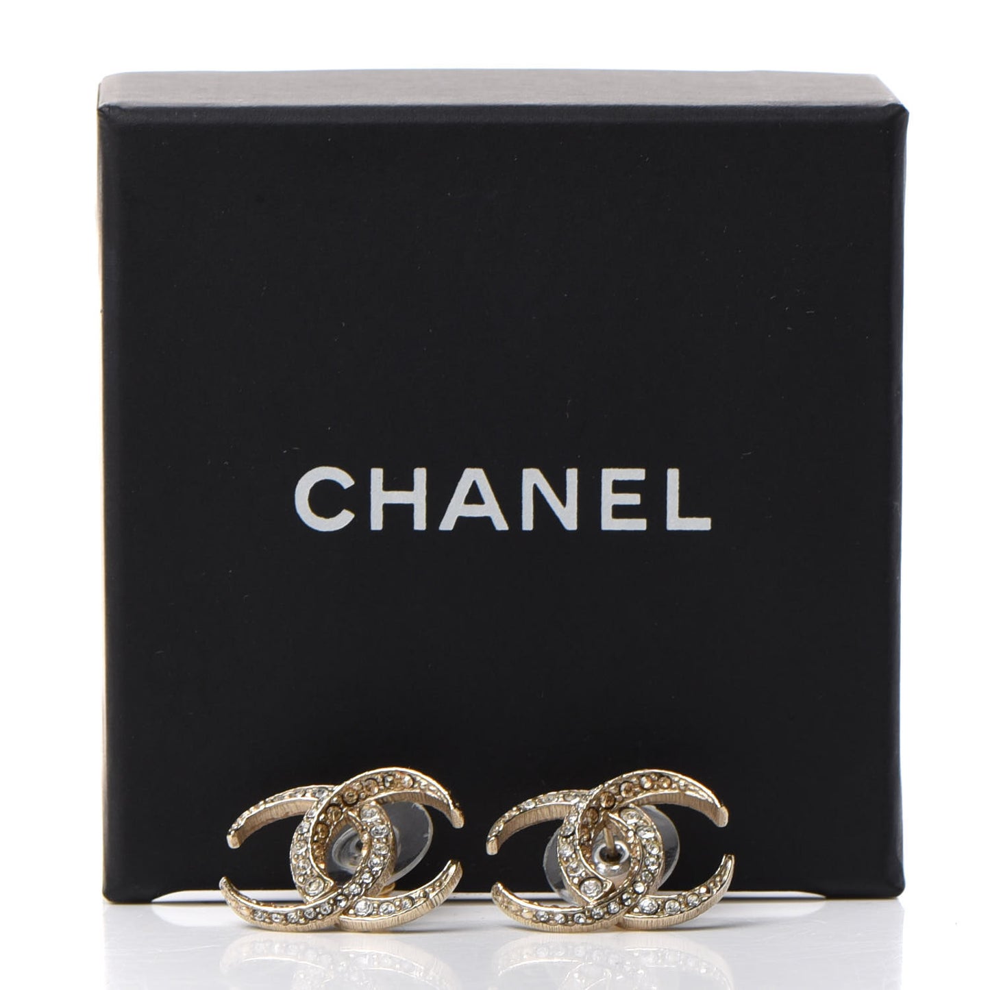 Crystal CC Moon Earrings Gold