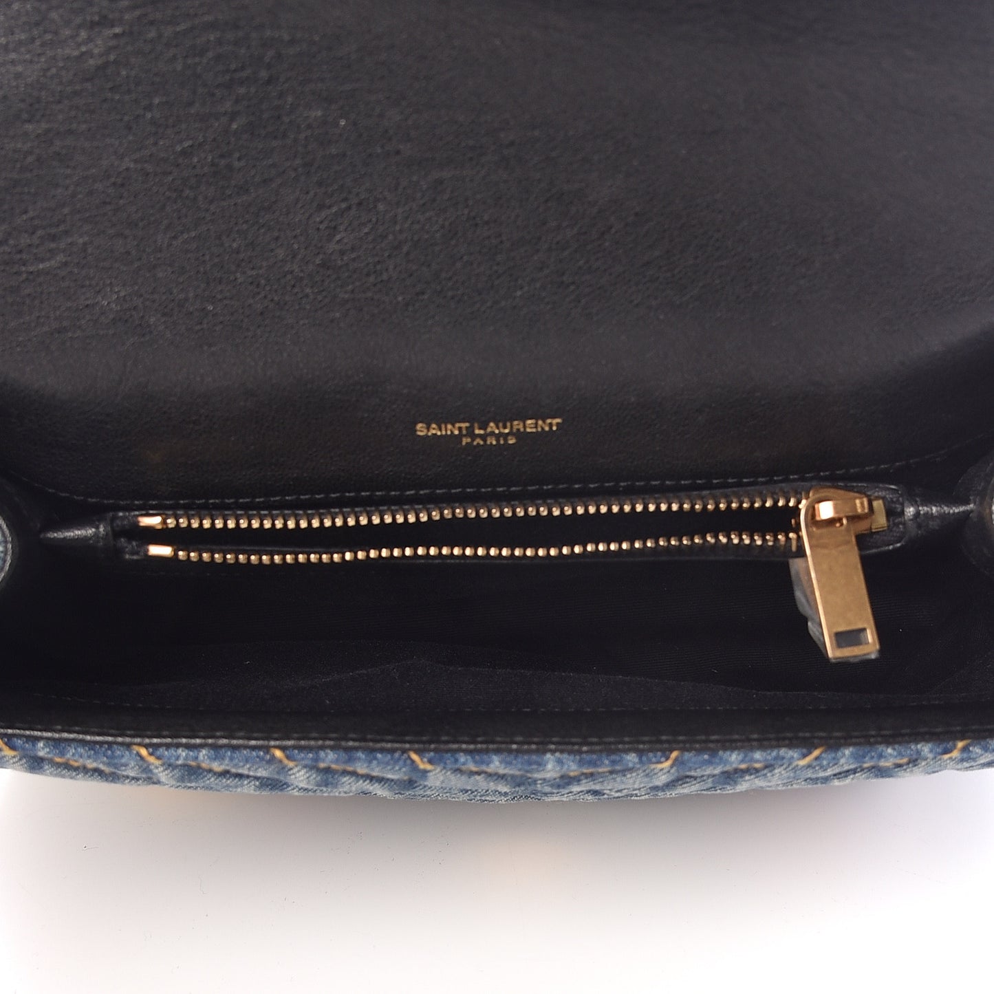 Denim Matelasse Chevron Summer Embroidered Monogram Medium College Bag Blue