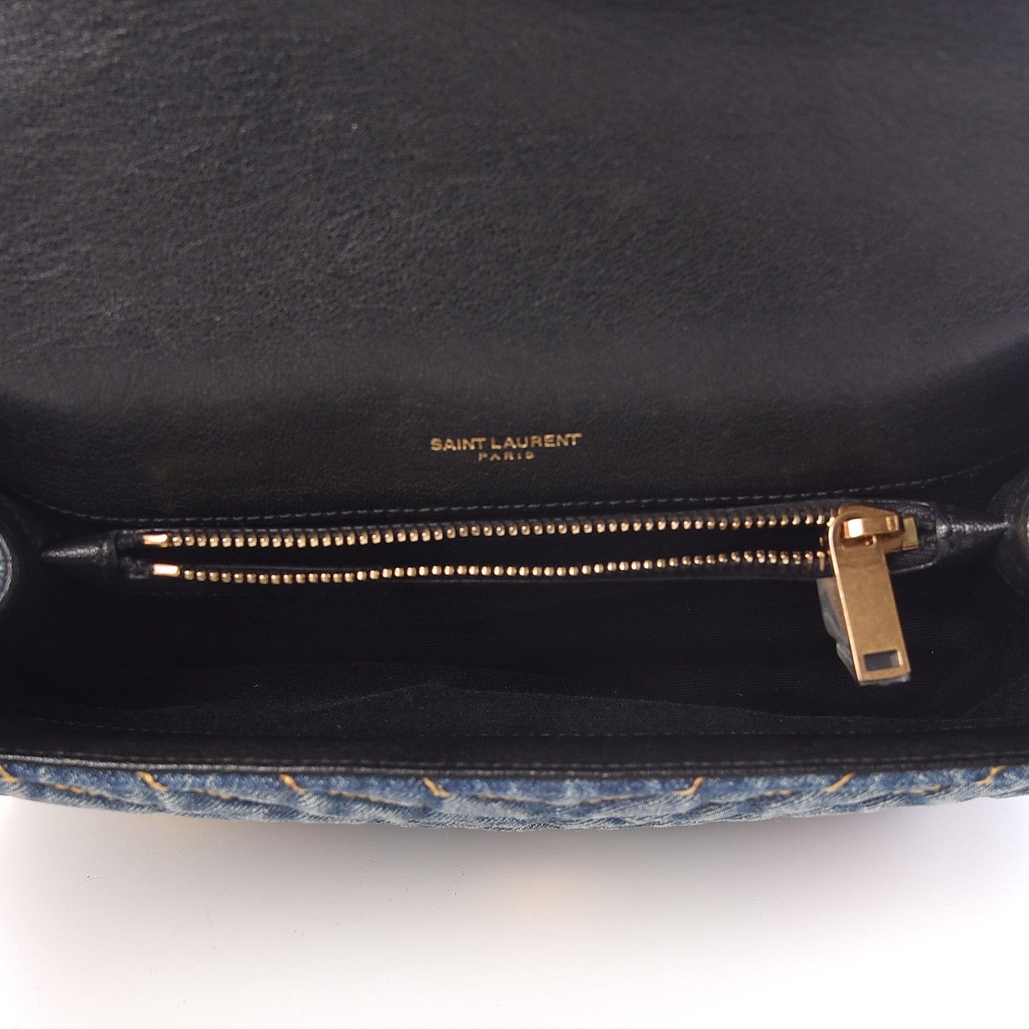 Saint Laurent Denim Matelasse Chevron Summer Embroidered Monogram Medium College Bag Blue 5 of 16