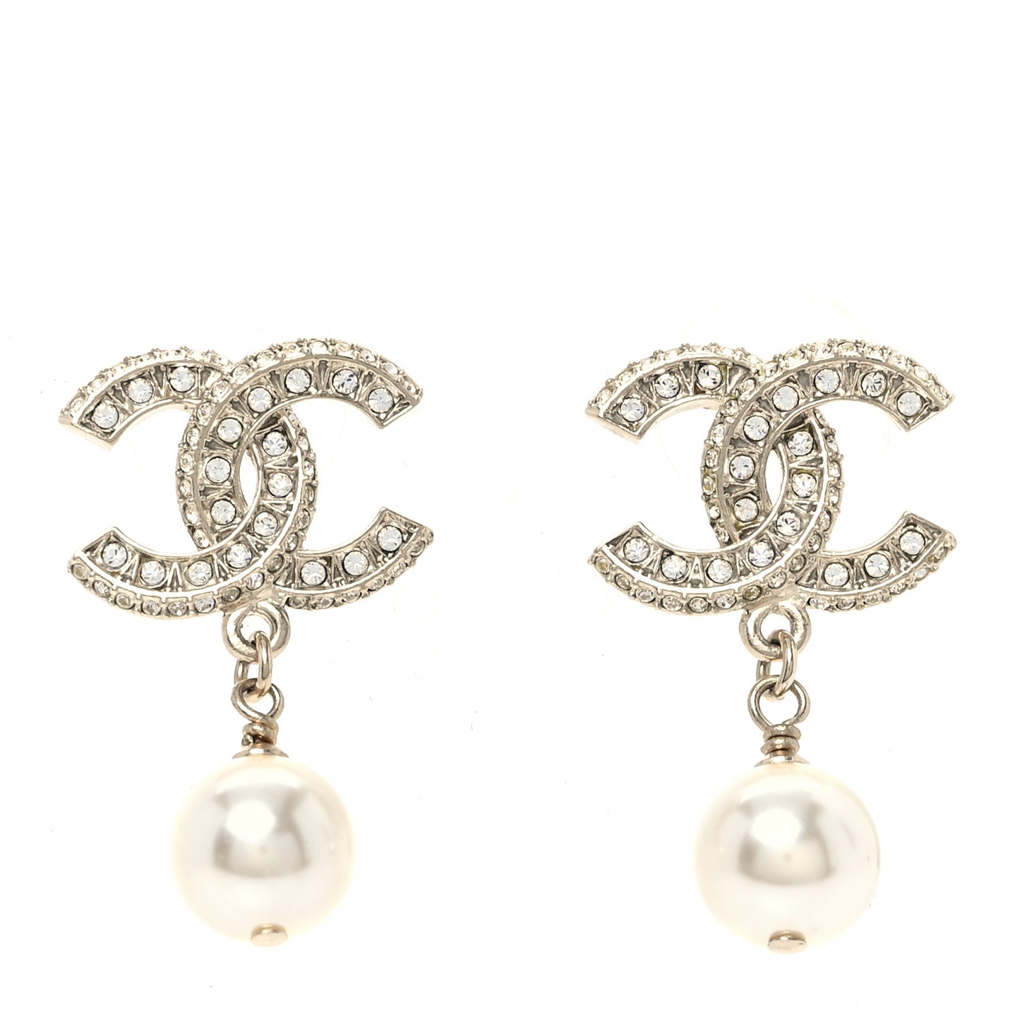 Crystal Timeless CC Pearl Drop Earrings Light Gold