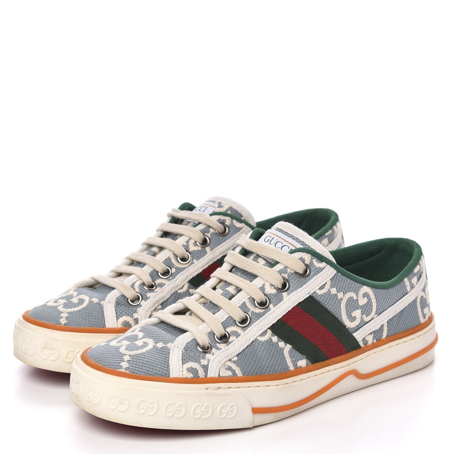 Cotton GG Monogram Web Womens 1977 Tennis Sneakers 36 Philod Ivory Mystic White