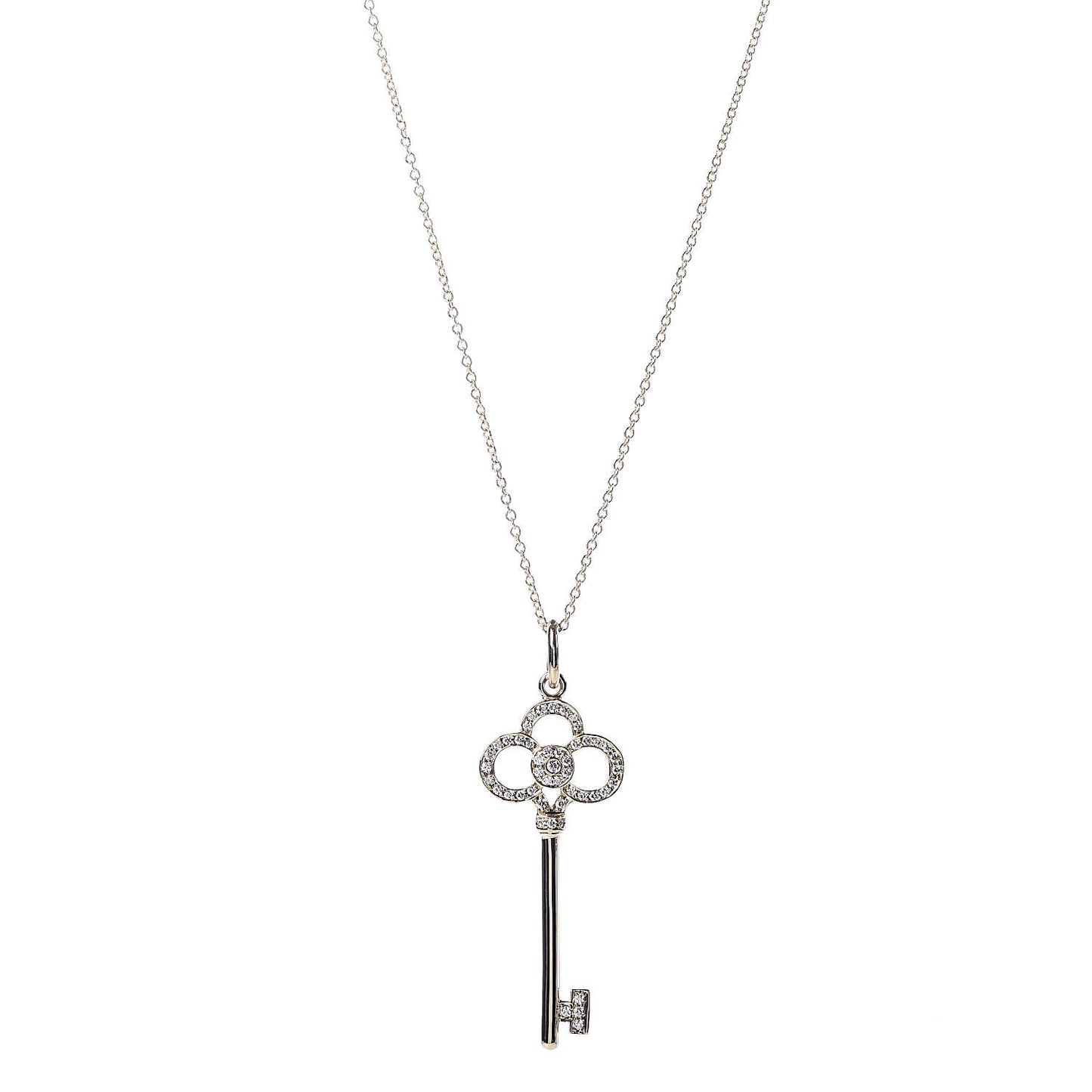 18K Yellow Gold Diamond Crown Key Pendant Necklace