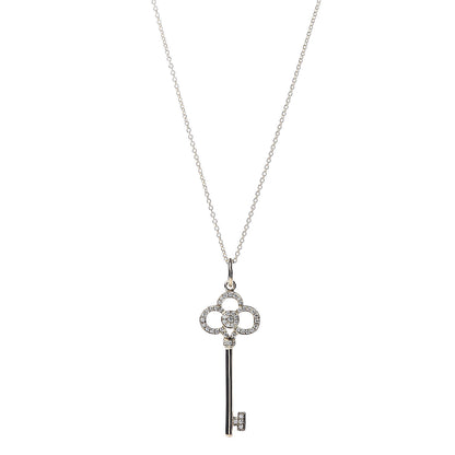 Tiffany 18K Yellow Gold Diamond Crown Key Pendant Necklace 1 of 5