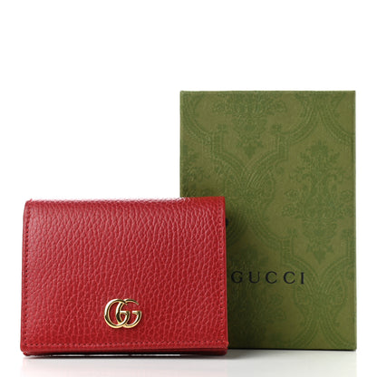 Gucci Pebbled Calfskin GG Marmont Card Case Hibiscus Red 8 of 8