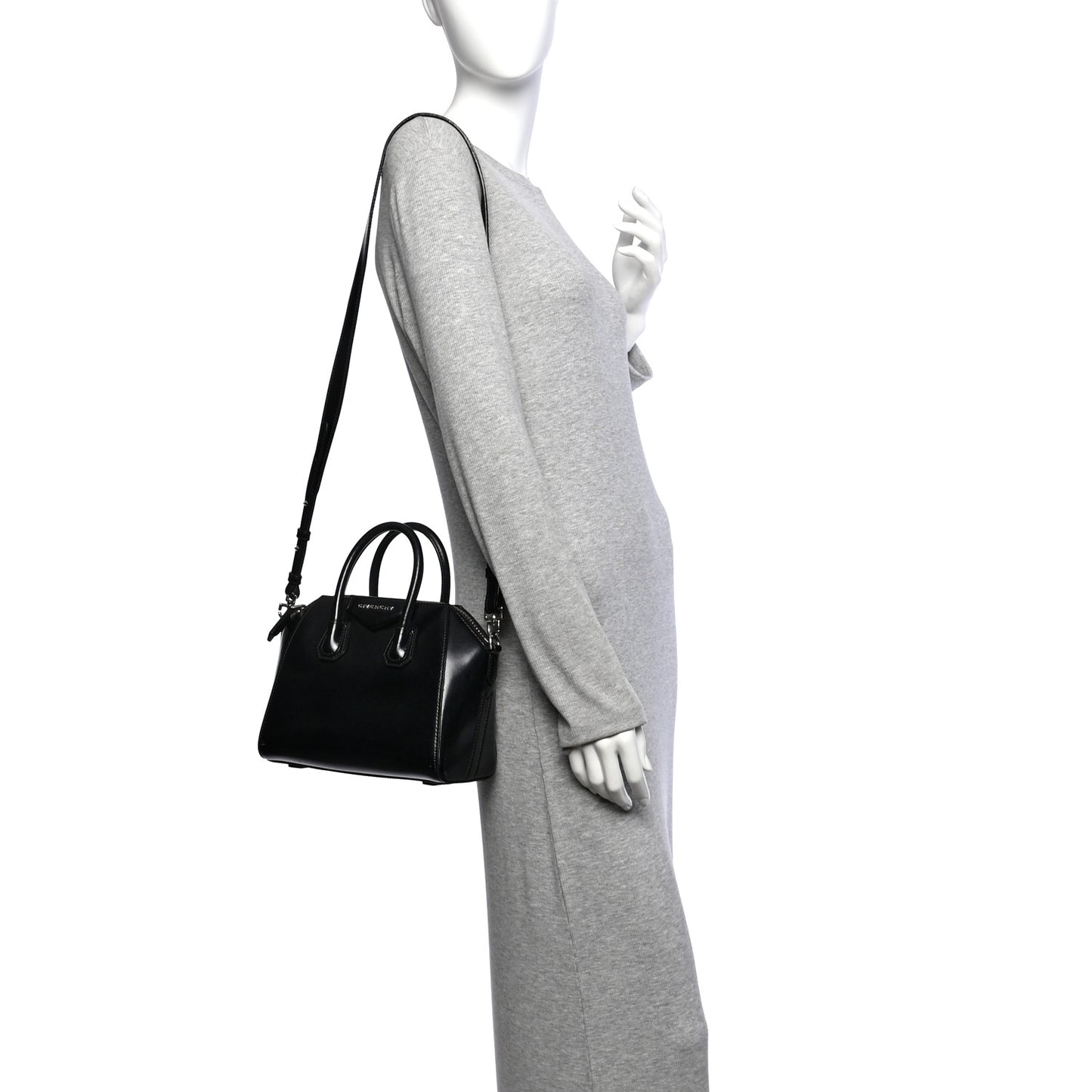 Shiny Lord Calfskin Mini Antigona Black