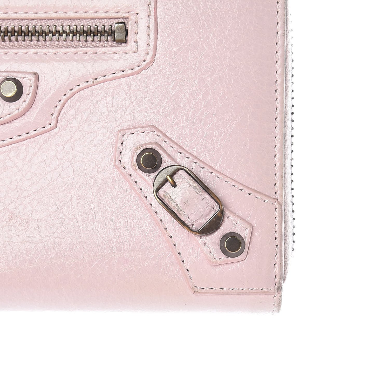 Agneau Classic Hardware Continental Zip Around Wallet Rose Poudre