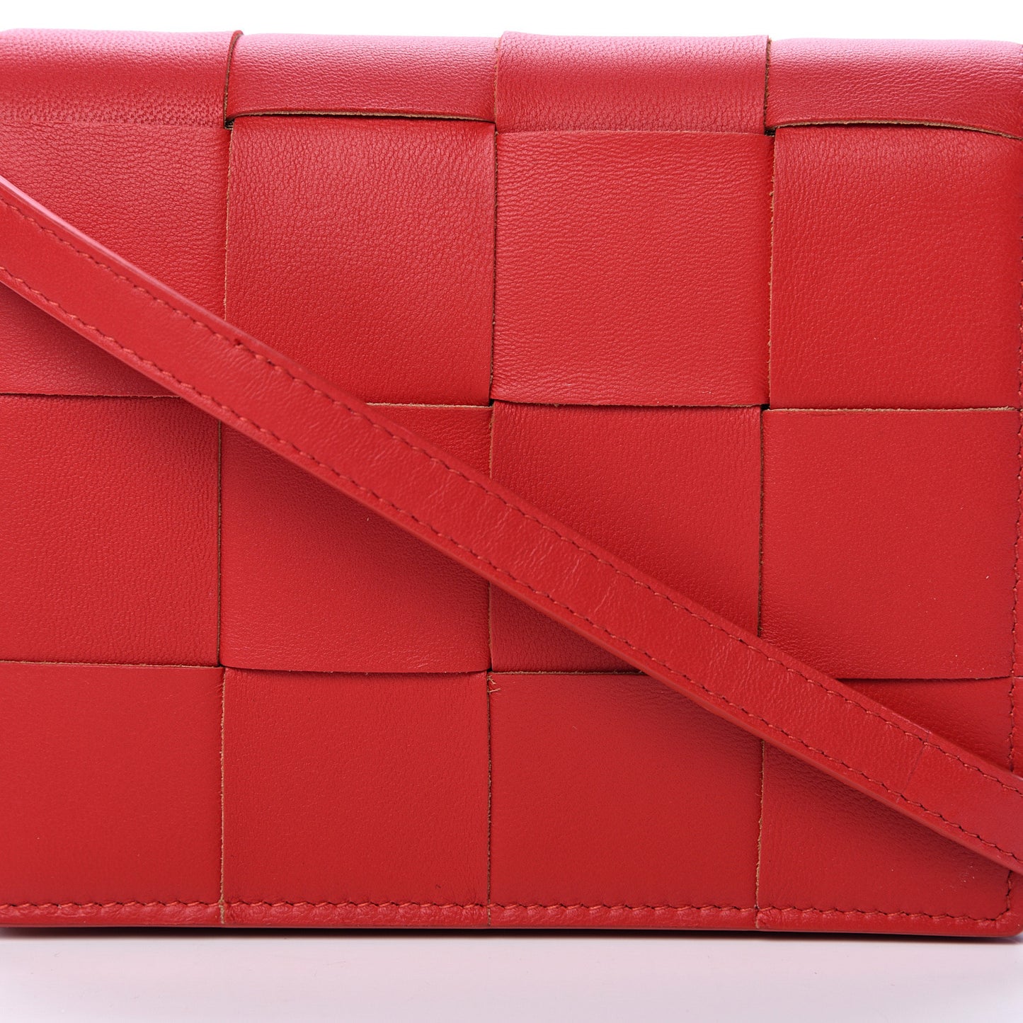 Nappa Maxi Intrecciato Mini Cassette Crossbody Bright Red