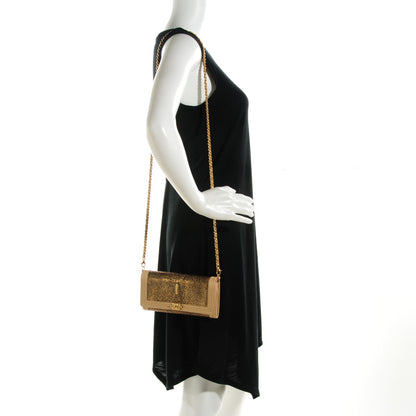 Chanel Metallic Galuchat Stingray Lambskin Boy Wallet With Removable Chain Gold 2 of 8