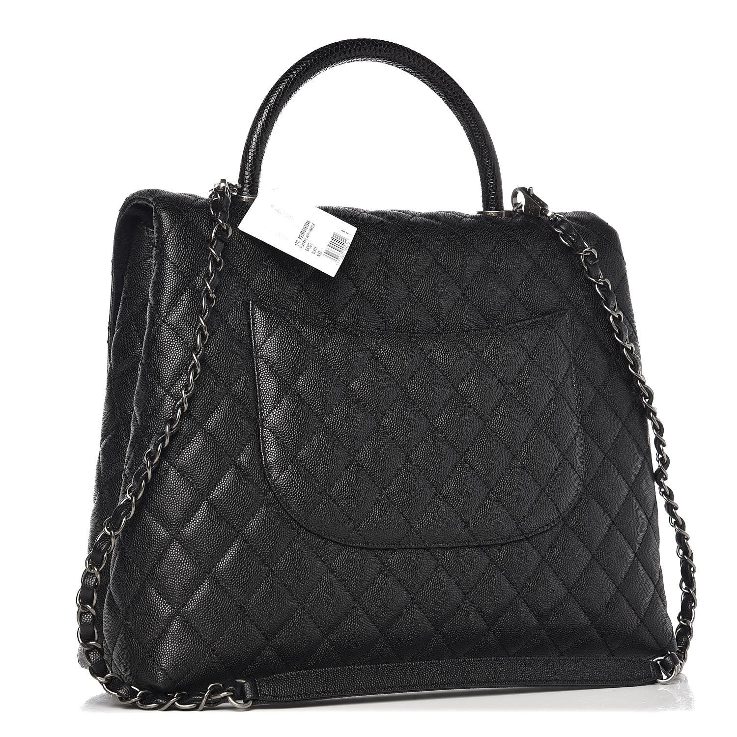 Chanel Caviar Lizard Quilted Large Coco Handle Flap Black 4 of 8