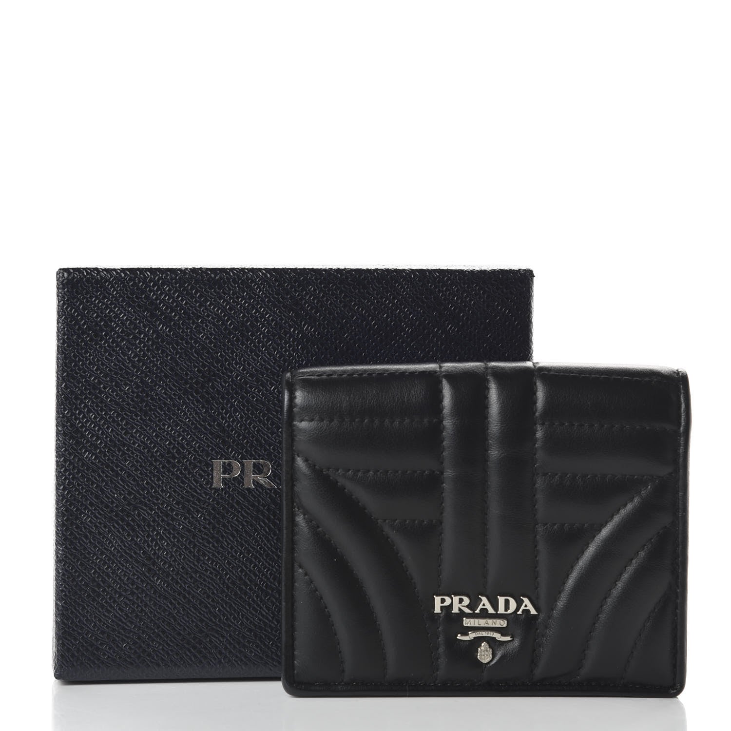 Prada Soft Calfskin Impunture Diagramme Wallet Black 10 of 10