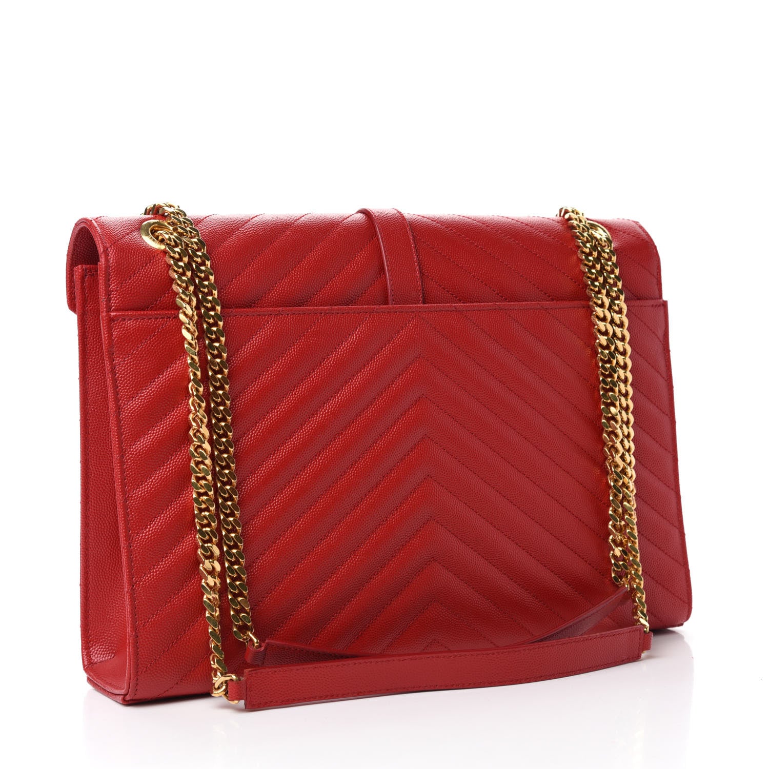 Saint Laurent Grain De Poudre Matelasse Chevron Large Monogram Satchel Lipstick Red 3 of 11