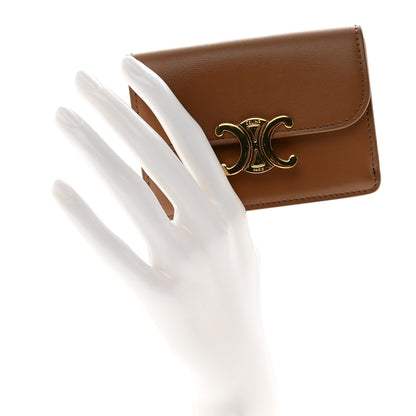 Celine Shiny Calfskin Triomphe Flap Card Holder Bronze 2 of 7