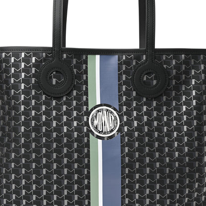 Moynat Grained Calfskin Canvas 1920 Oh! Tote Ruban MM Carbon Silver 8 of 11