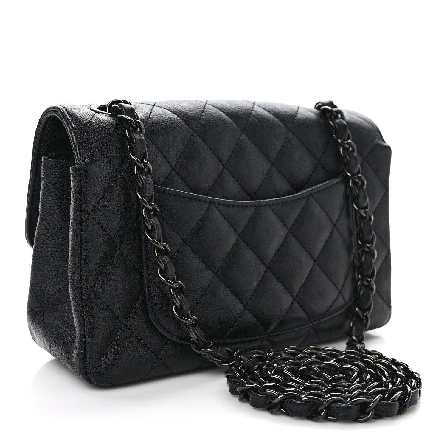 Chanel Crumpled Calfskin Quilted Mini Rectangular Flap So Black 3 of 9