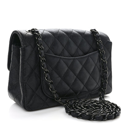 Chanel Crumpled Calfskin Quilted Mini Rectangular Flap So Black 3 of 9