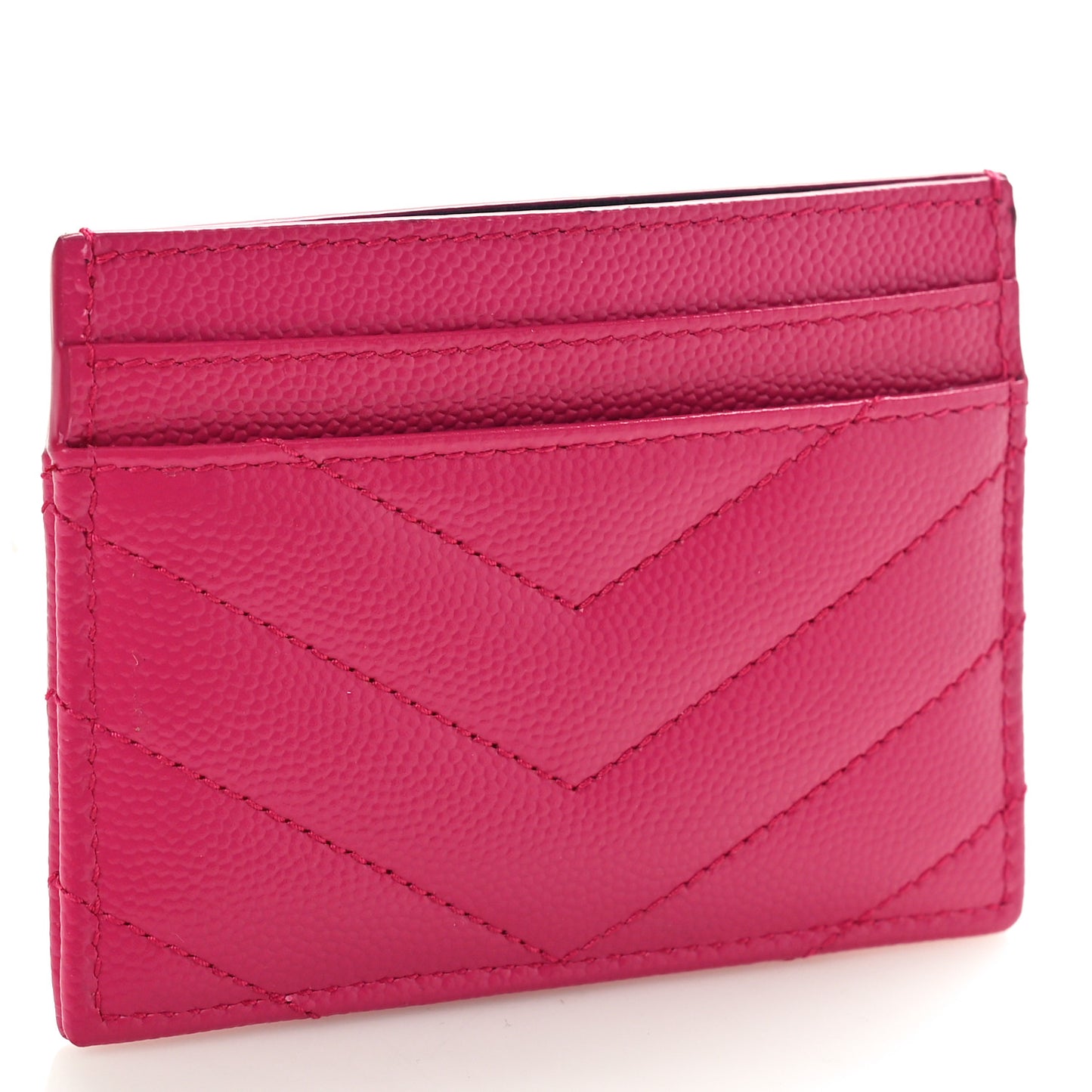 Grain De Poudre Matelasse Chevron Monogram Credit Card Case Fresh Fuxia