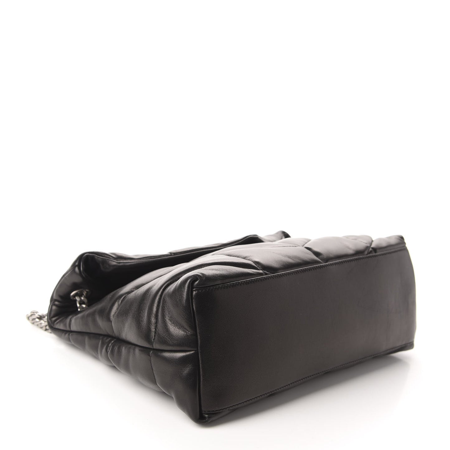 Lambskin Quilted Medium Loulou Puffer Monogram Chain Satchel Black