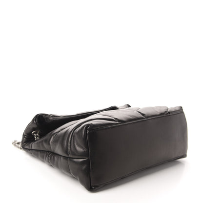 Saint Laurent Lambskin Quilted Medium Loulou Puffer Monogram Chain Satchel Black 4 of 11
