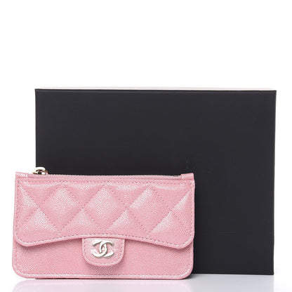 Chanel Iridescent Caviar Quilted Flap Zip Card Holder Pink 8 of 8
