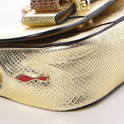 Christian Louboutin Metallic Waternsnake Mini Sweety Charity Crossbody Bag Gold 8 of 9