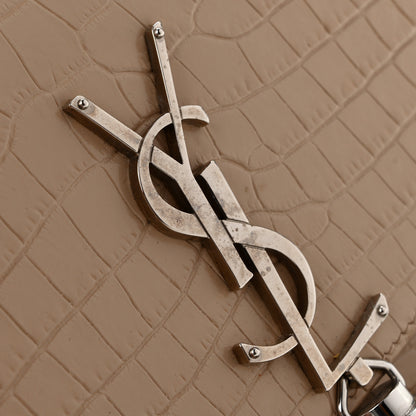Saint Laurent Calfskin Crocodile Embossed Small Classic Monogram Kate Tassel Satchel Beige 11 of 11