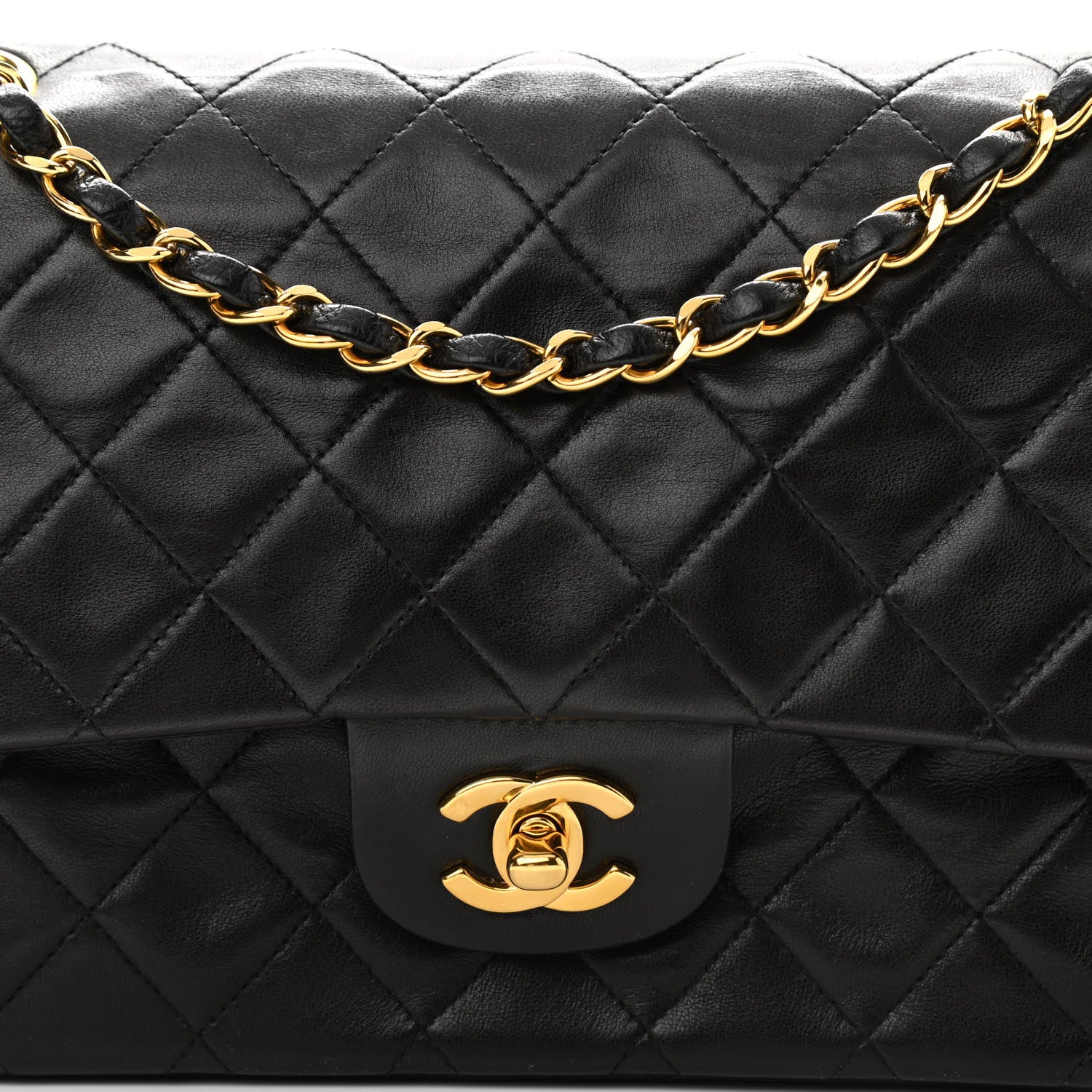 Chanel Lambskin Quilted Medium Double Flap Black 8 of 13