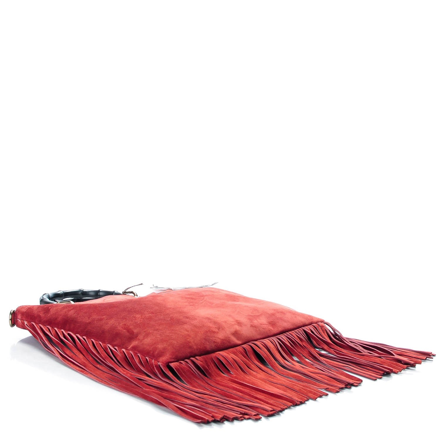 Gucci Suede Bamboo Fringe Small Shopper Tote Claret 3 of 8