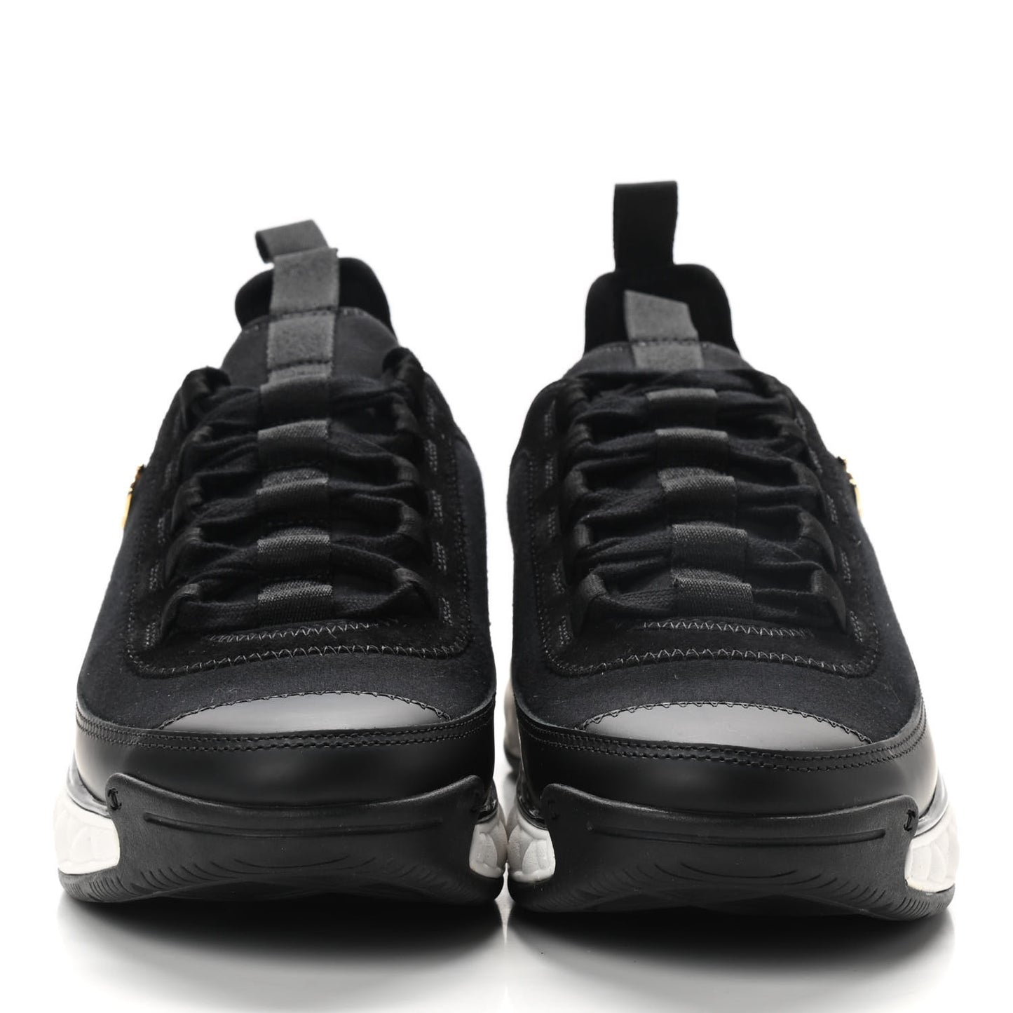 Velvet Calfskin Mixed Fibers CC Sneakers 36.5 Black