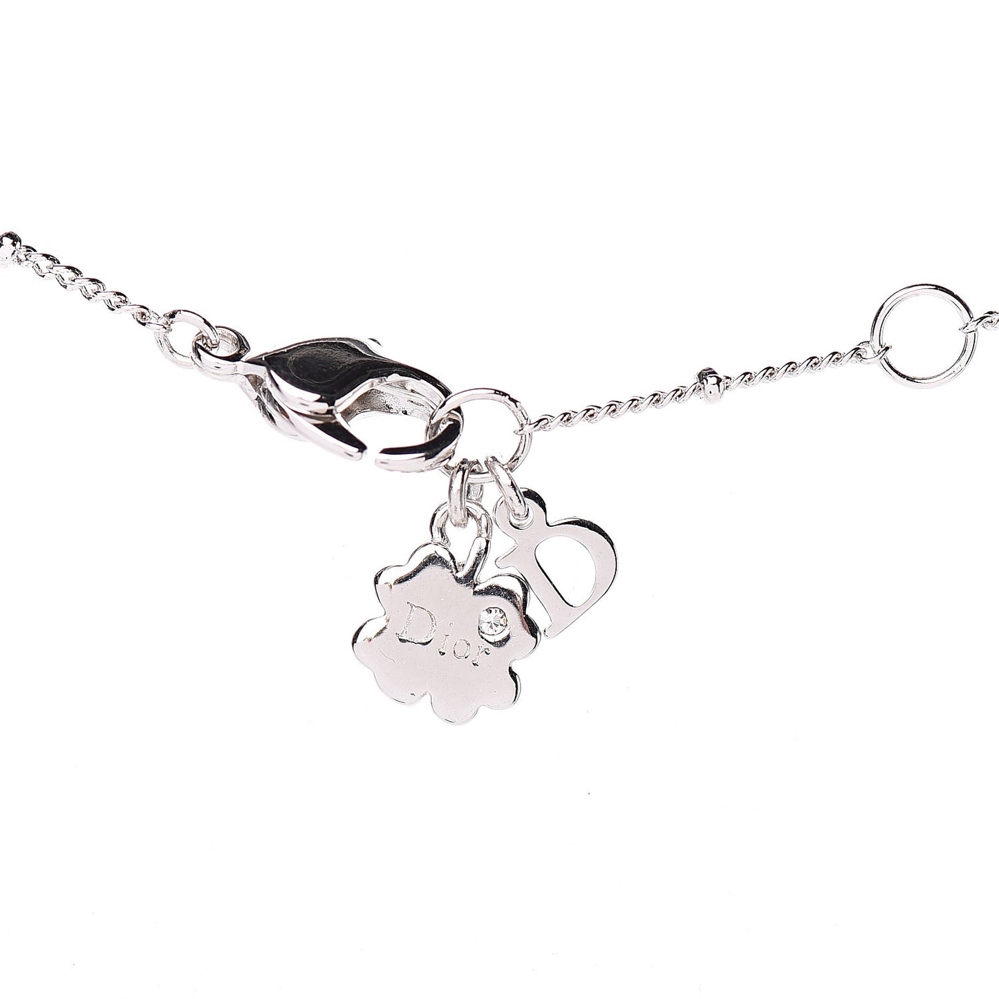 Metal Crystal Flower D Necklace Silver Pink