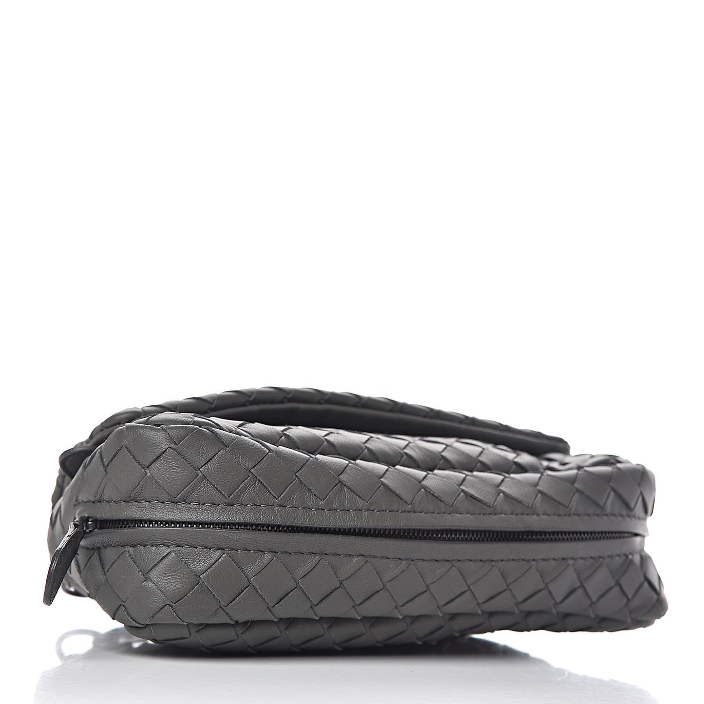 Nappa Intrecciato Small Chain Crossbody Light Grey