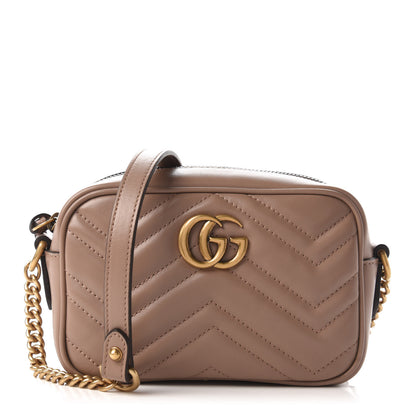 Gucci Calfskin Matelasse Mini GG Marmont Chain Shoulder Bag Porcelain Rose 1 of 10